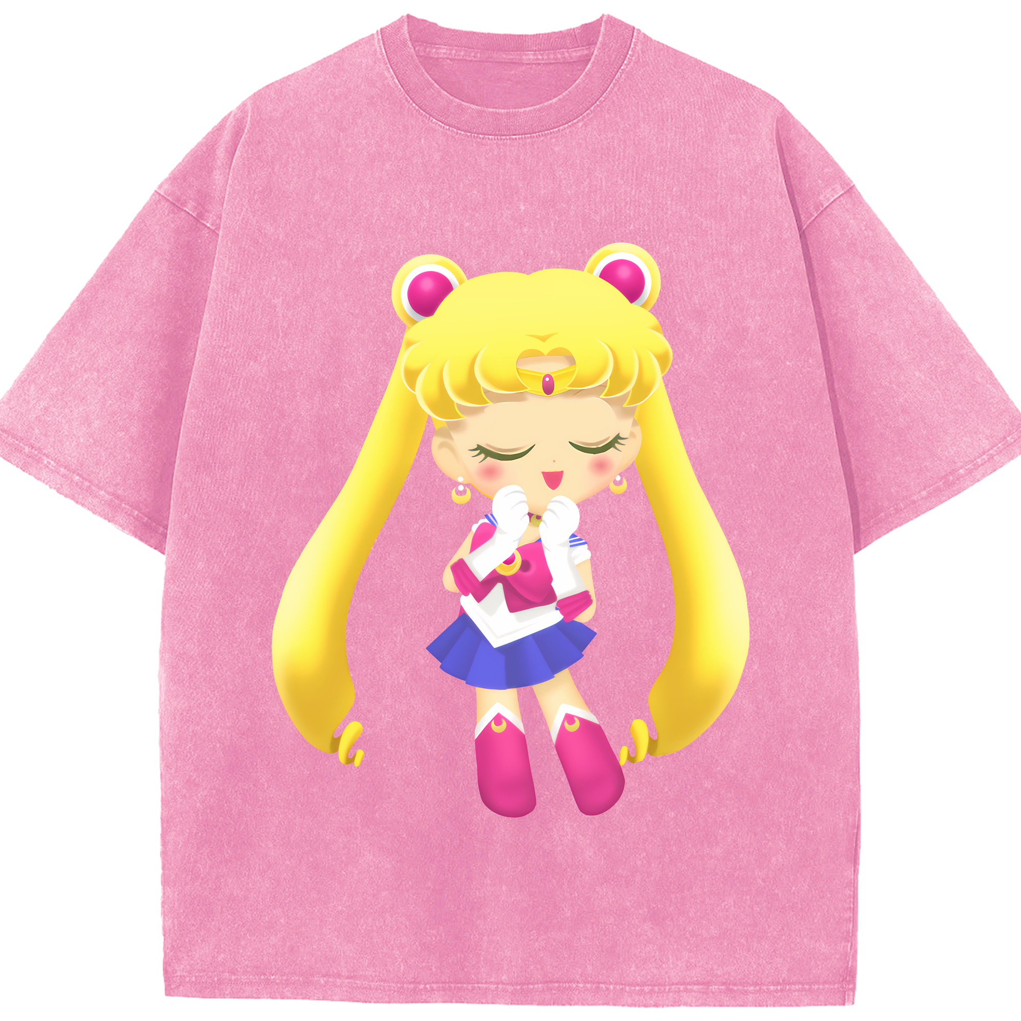 （画像用） 美少女戦士セーラームーン 月野 うさぎ つきの うさぎ Sailor Moon Tsukino Usagi 綿100% ヴィンテージ風 半袖Tシャツ（フロントプリント）